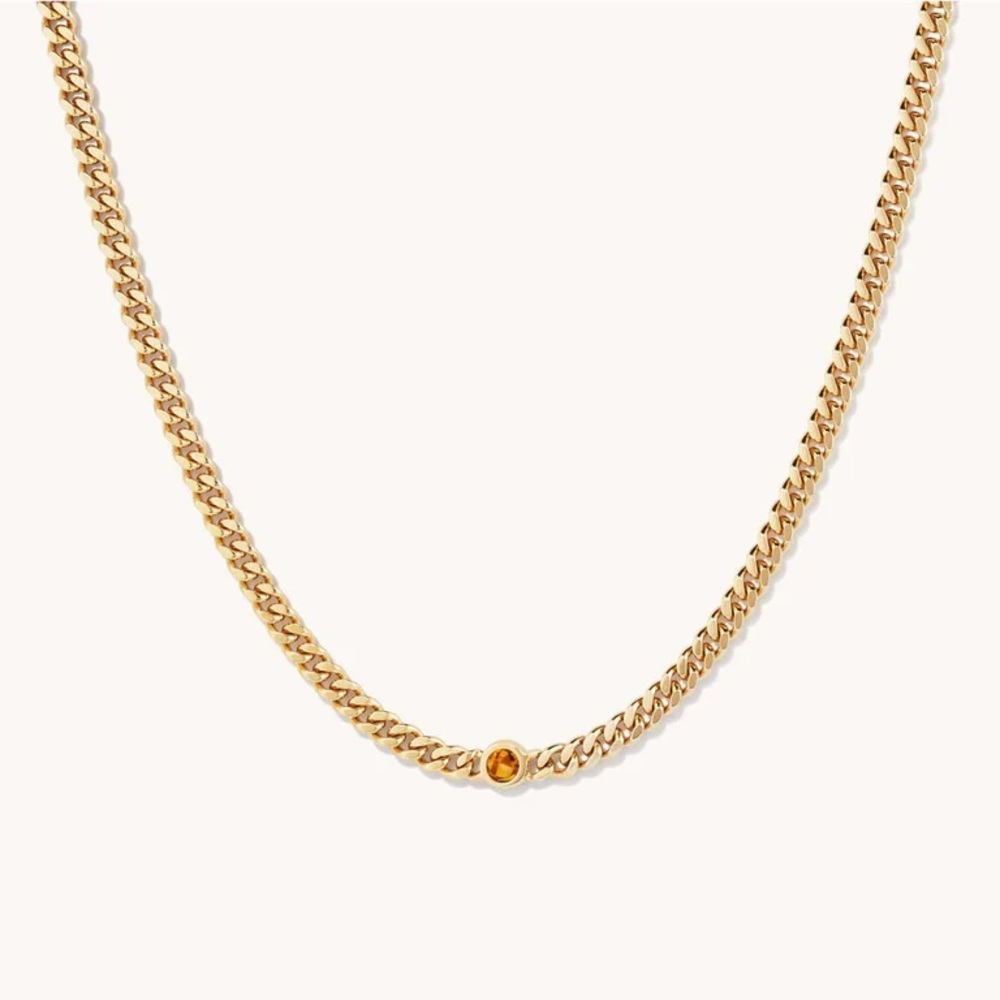 ISO Mejuri Chunky Curb Chain Gemstone Necklace Honey Quartz
